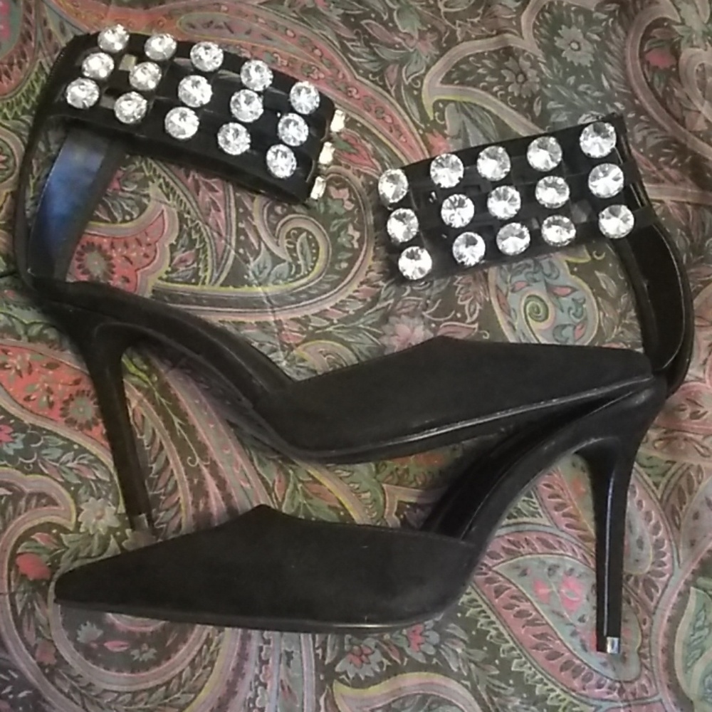 Clear black slingbacks